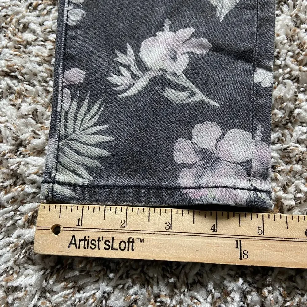 Juicy Couture Floral Print California Skinny Jean Women's 25 Black Stretch Scarf - Picture 10 of 10